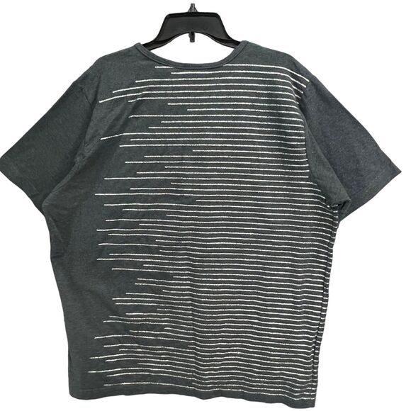 Liz Claiborne Top Womens XL Gray Striped Glitter Tee Short Sleeve Travel Resort - Picture 3 of 16